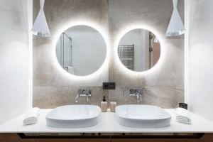 Bathroom Interior with Mirror and Sink