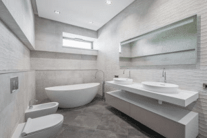 Luxury Bathroom Interior with White Furniture