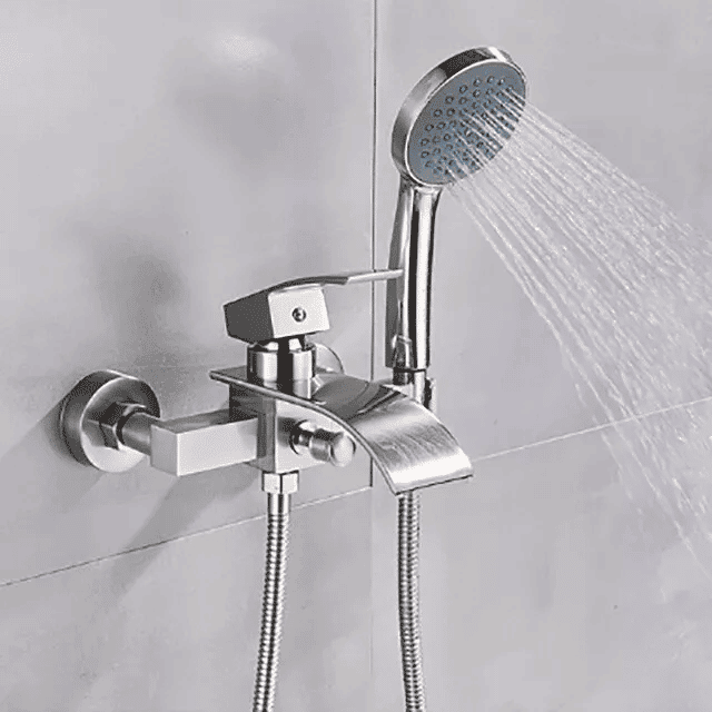 wall mount waterfall tub faucet with hand shower