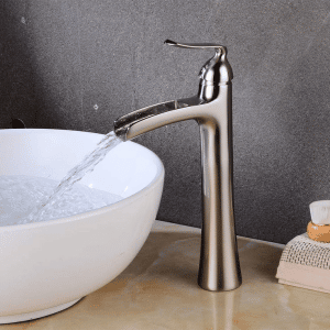 brushed nickel waterfall faucet